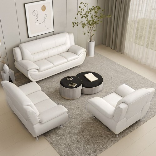 New white leather gel 3pc - new,