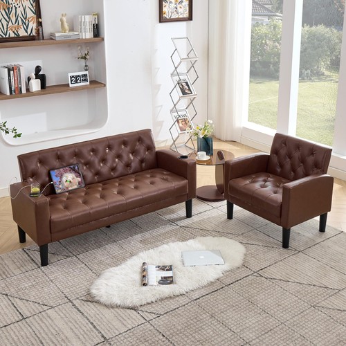 Leather loveseat - 62",