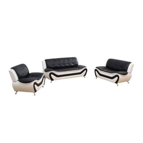 Black white faux leather - black,