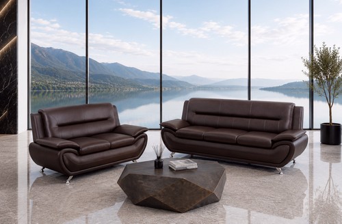 New brown 2pc sofa - new,